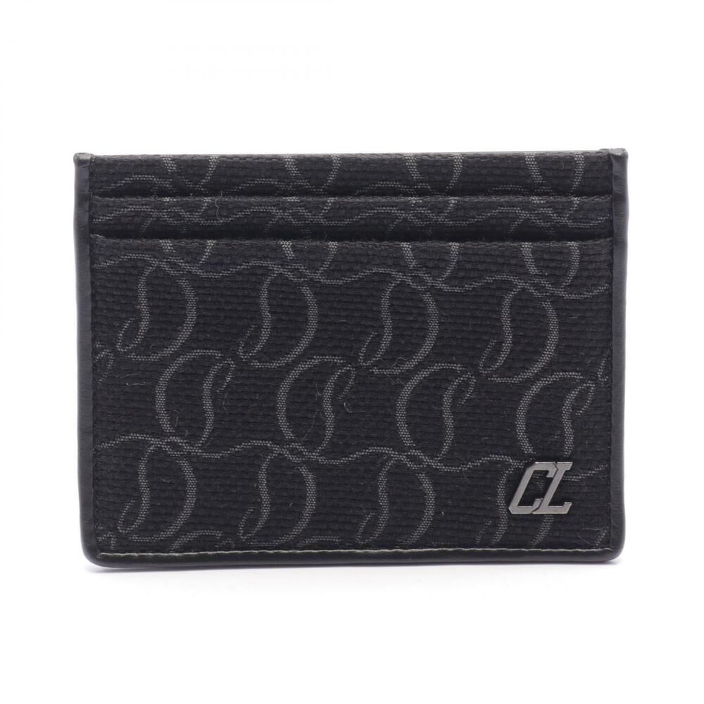 Christian Louboutin Card Case Wallet Accessory Canvas Leather Black